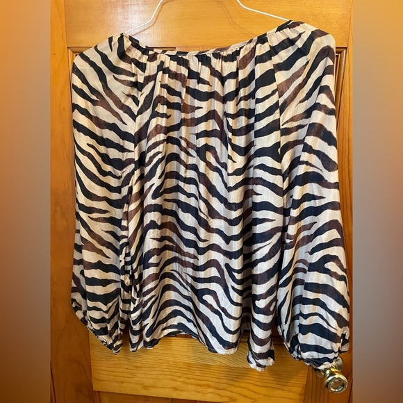 NWOT J.Crew Drapey Tie-Front Top in Zebra Strip - Picture 2 of 5